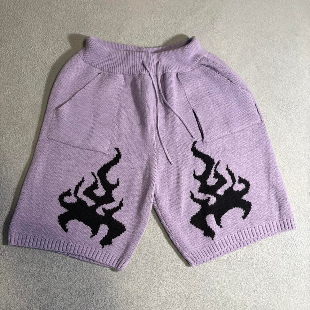 Lilac Knitted Flame Shorts Medium